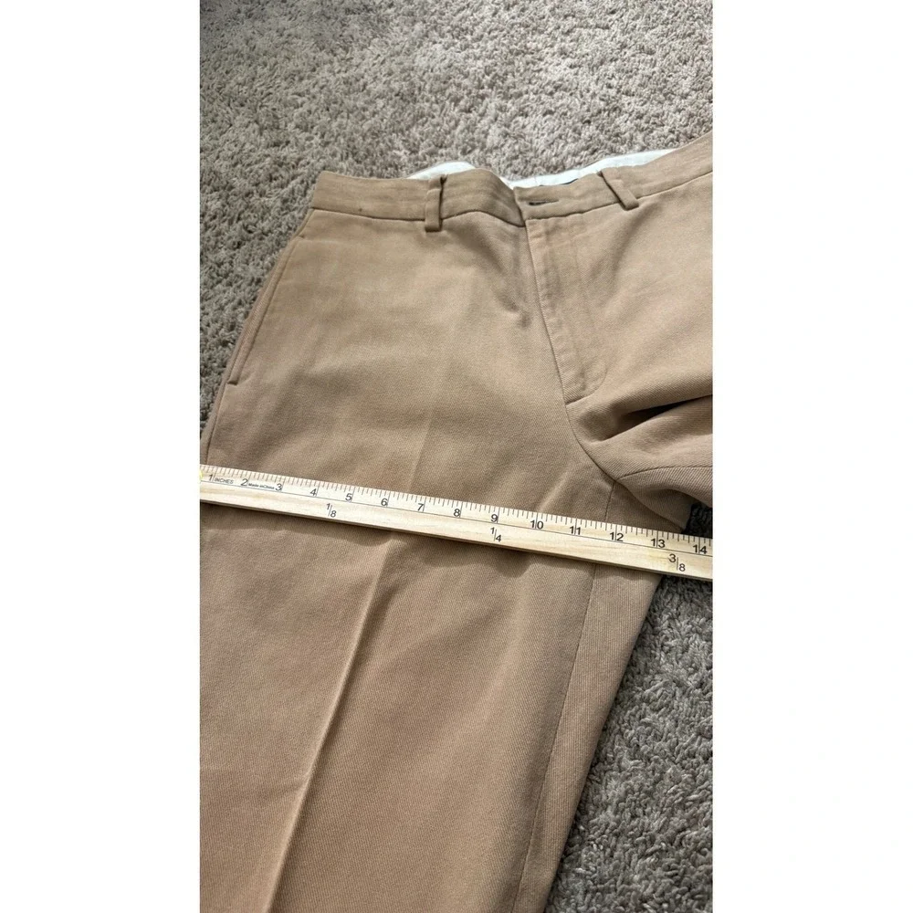 Brooks Brothers Hudson Mens 33x32 Tan Khaki Cotton Straight Leg Pants zz28